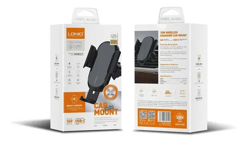  HOLDER DE CARGA INALÁMBRICA LDNIO 15W PARA CARRO MW21 ROTA 360