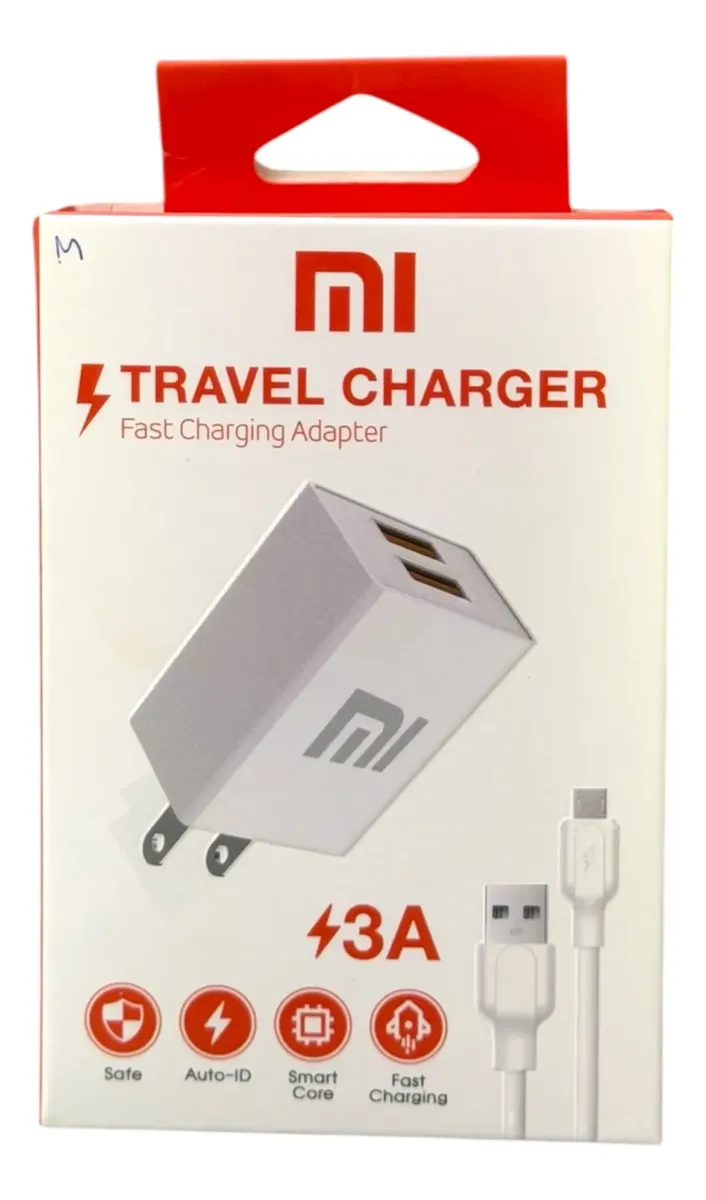 CARGADOR XIAOMI 3A 2 USB TIPO MICRO USB
