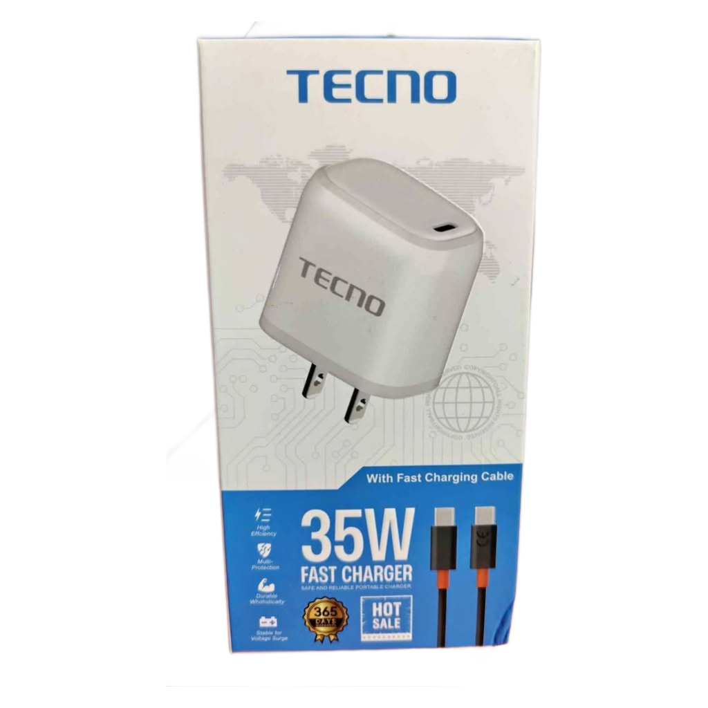 CARGADOR TECNO 35 W TIPO C A C FAST CHARGER